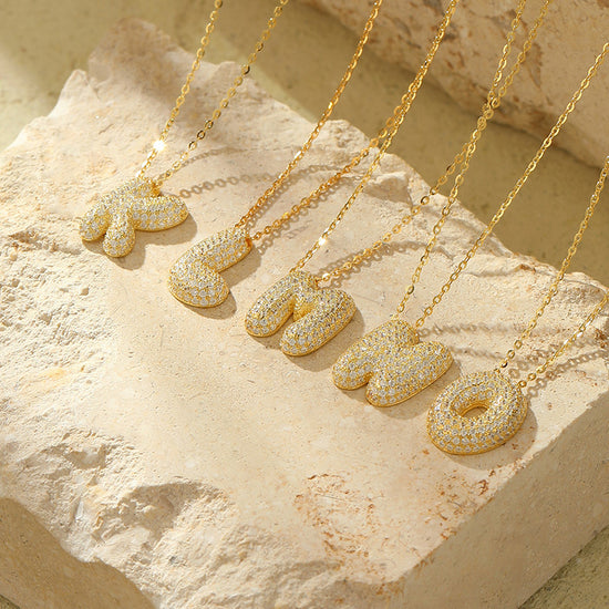 The Stainless Steel Bubble Letter Initial Pendant Chunky