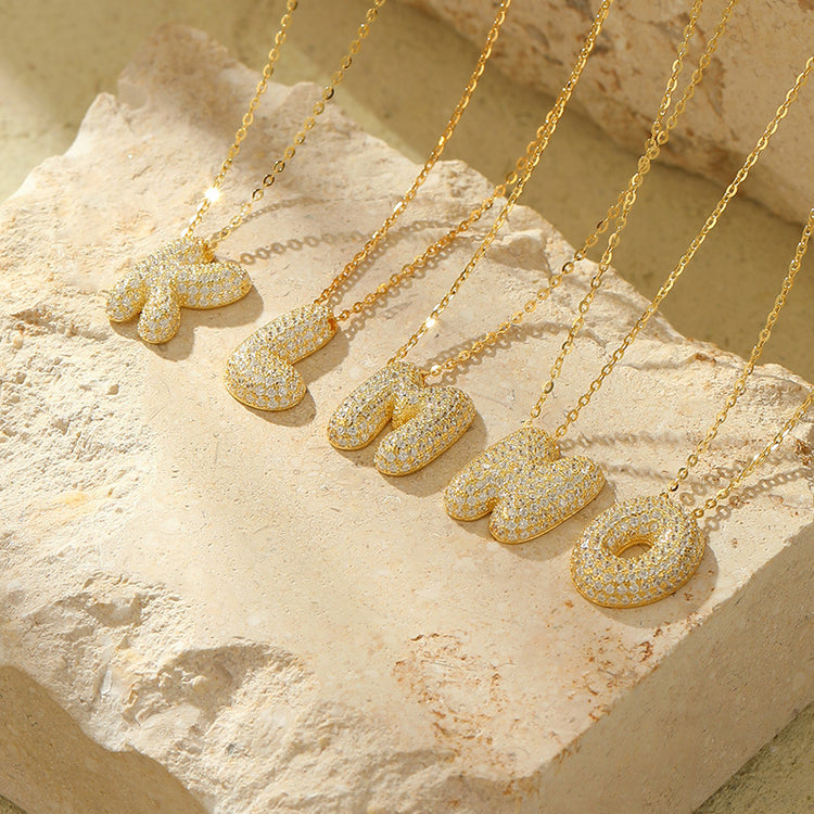 The Stainless Steel Bubble Letter Initial Pendant Chunky