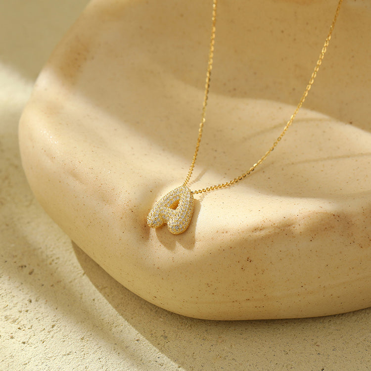 The Stainless Steel Bubble Letter Initial Pendant Chunky