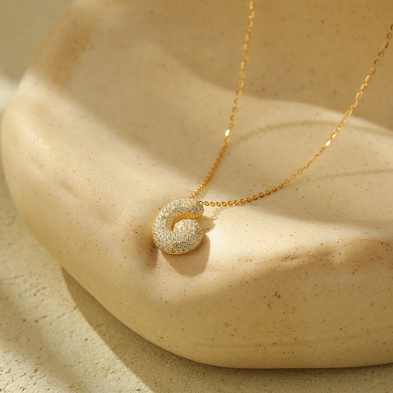 The Stainless Steel Bubble Letter Initial Pendant Chunky