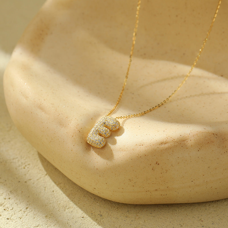 The Stainless Steel Bubble Letter Initial Pendant Chunky