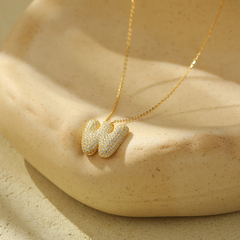 The Stainless Steel Bubble Letter Initial Pendant Chunky