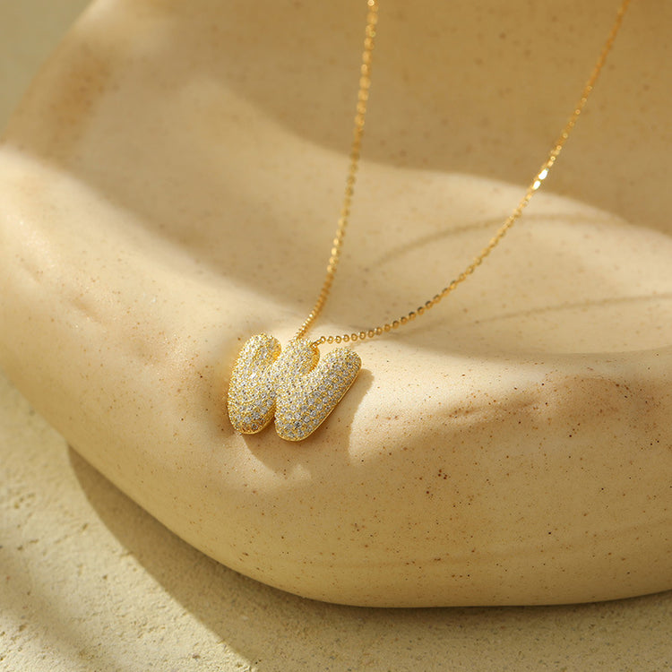The Stainless Steel Bubble Letter Initial Pendant Chunky
