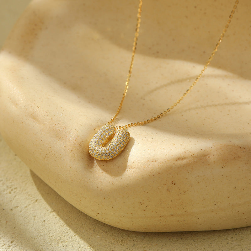 The Stainless Steel Bubble Letter Initial Pendant Chunky