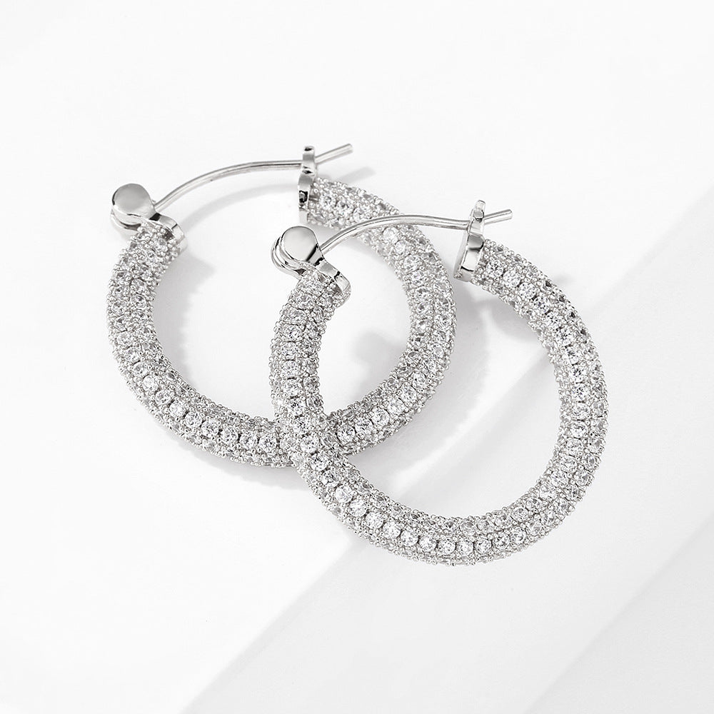 Earrings Femininity Full Of Zircon Hoop Earrings