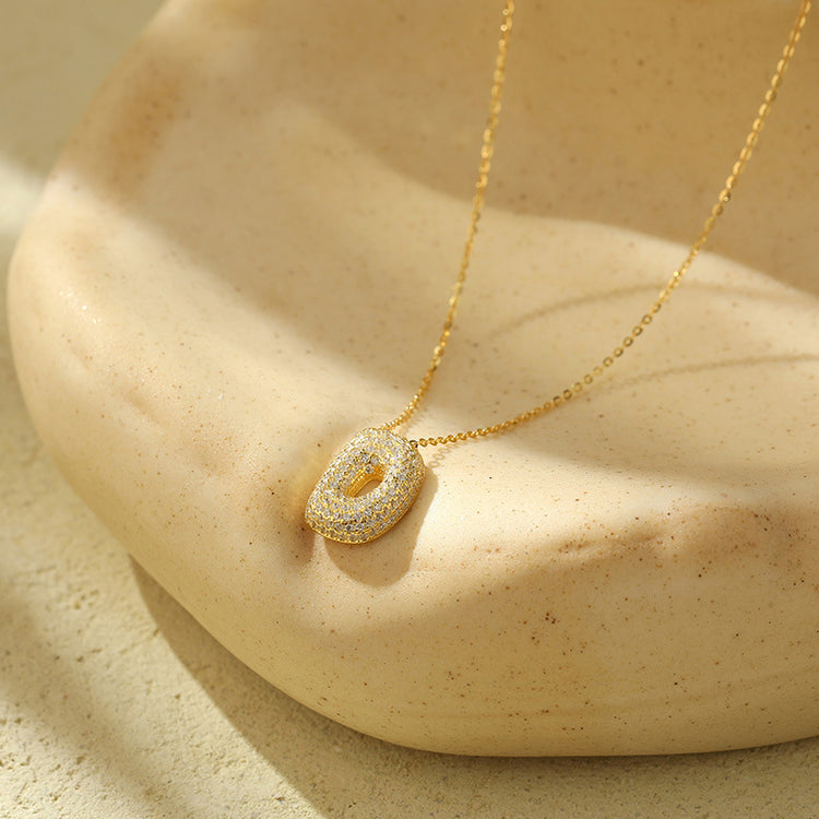 The Stainless Steel Bubble Letter Initial Pendant Chunky