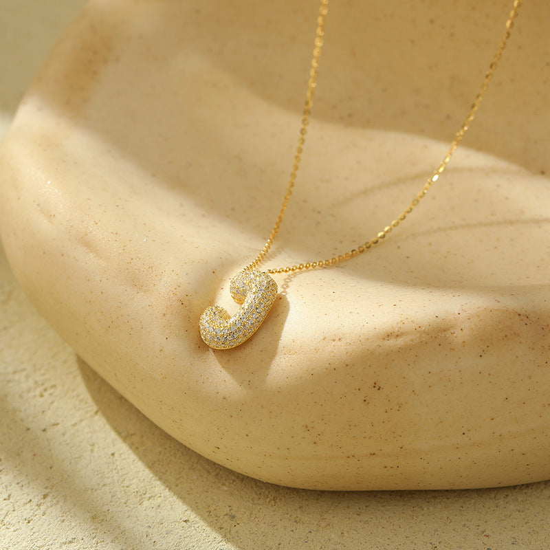 The Stainless Steel Bubble Letter Initial Pendant Chunky