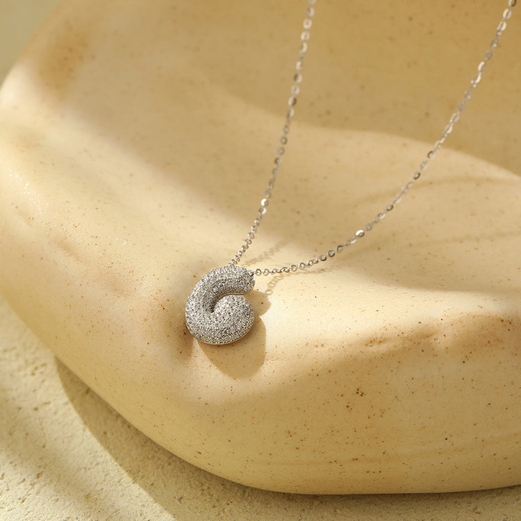 The Stainless Steel Bubble Letter Initial Pendant Chunky
