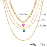 Enamel Smiley Face Charms Pearl Necklace Boho