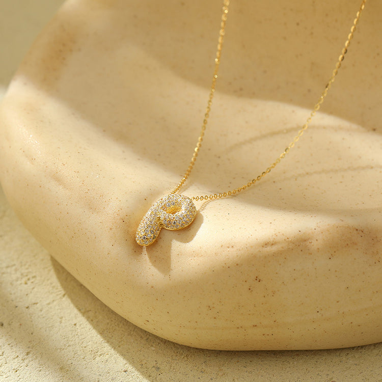 The Stainless Steel Bubble Letter Initial Pendant Chunky