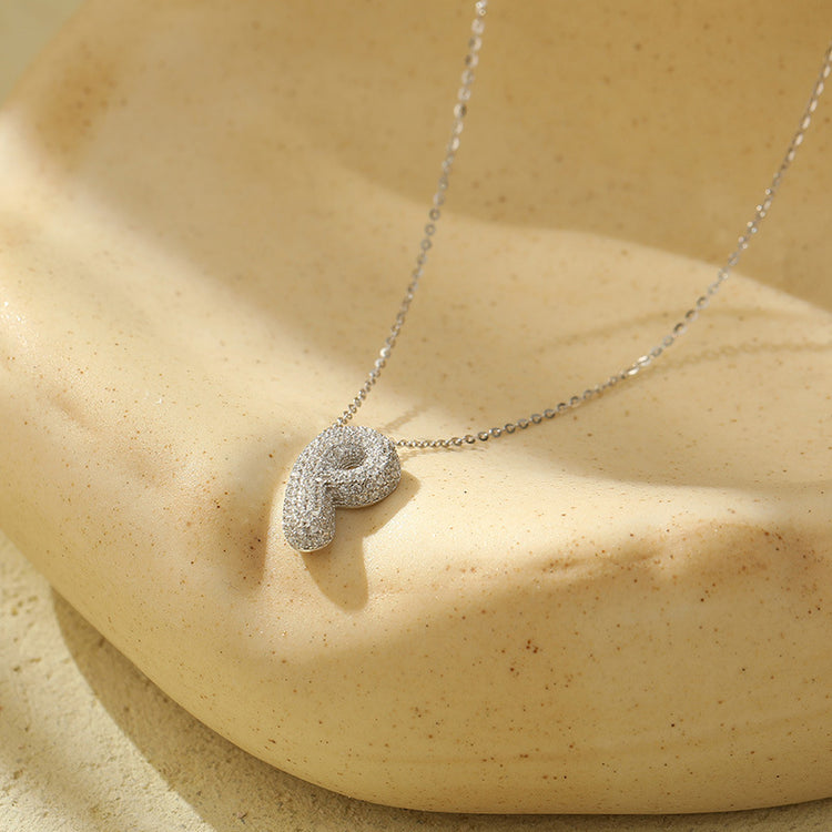 The Stainless Steel Bubble Letter Initial Pendant Chunky