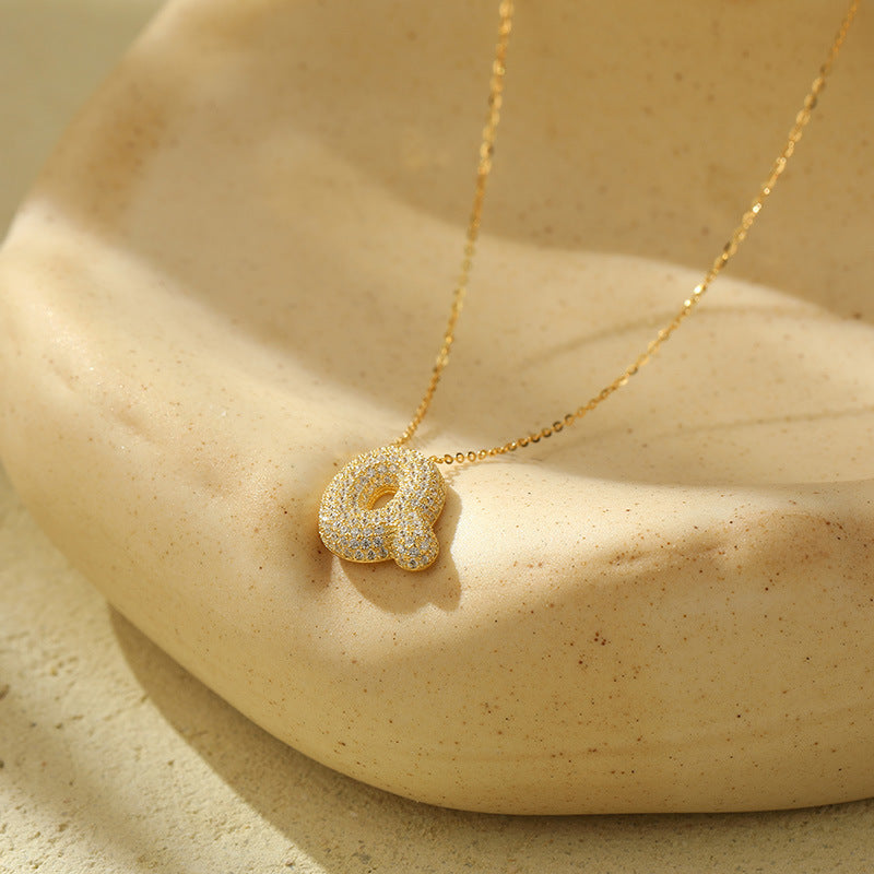 The Stainless Steel Bubble Letter Initial Pendant Chunky