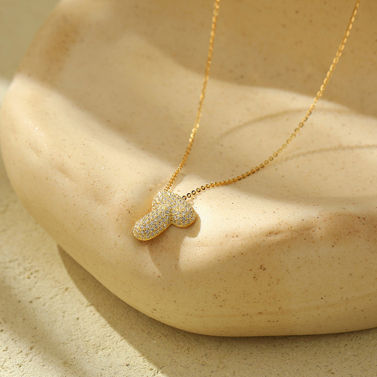 The Stainless Steel Bubble Letter Initial Pendant Chunky