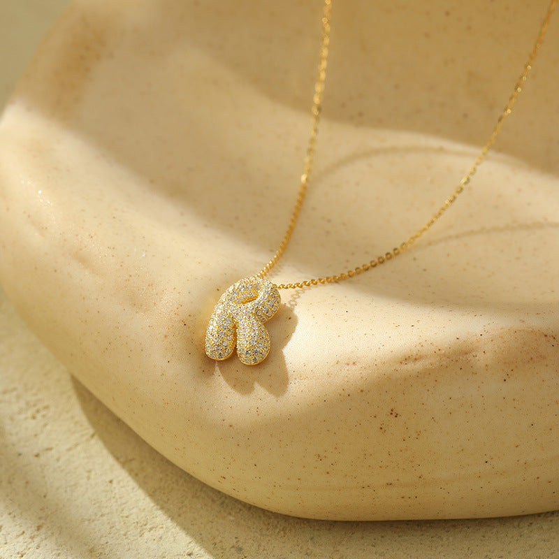 The Stainless Steel Bubble Letter Initial Pendant Chunky