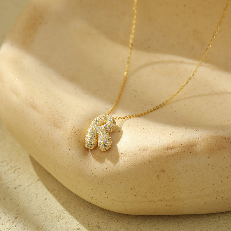 The Stainless Steel Bubble Letter Initial Pendant Chunky