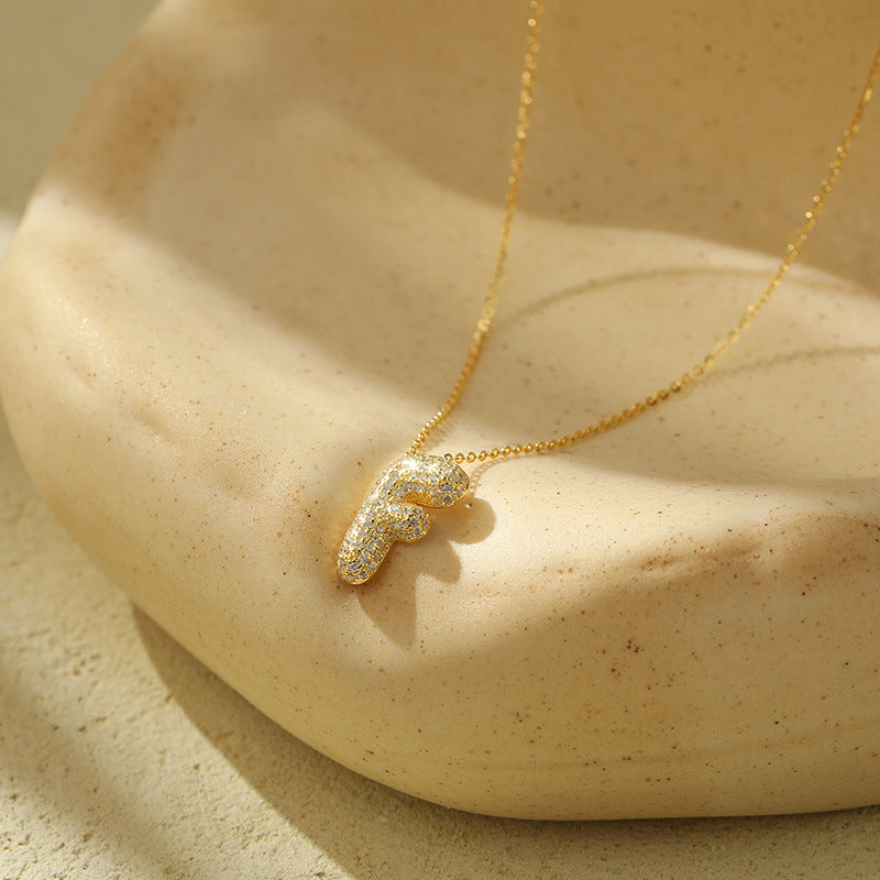 The Stainless Steel Bubble Letter Initial Pendant Chunky