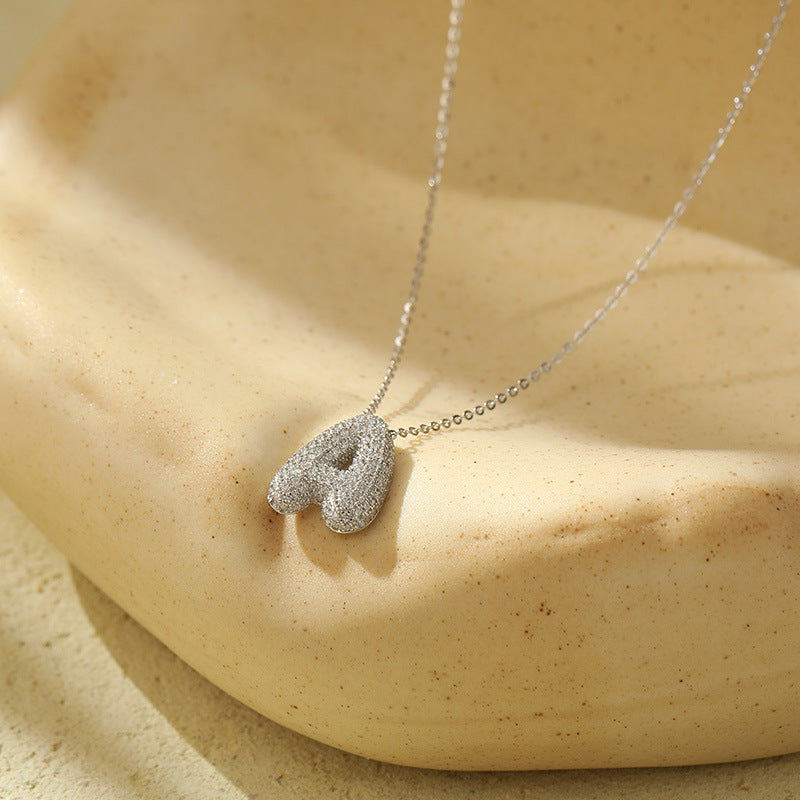 The Stainless Steel Bubble Letter Initial Pendant Chunky