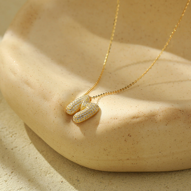 The Stainless Steel Bubble Letter Initial Pendant Chunky
