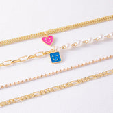 Enamel Smiley Face Charms Pearl Necklace Boho