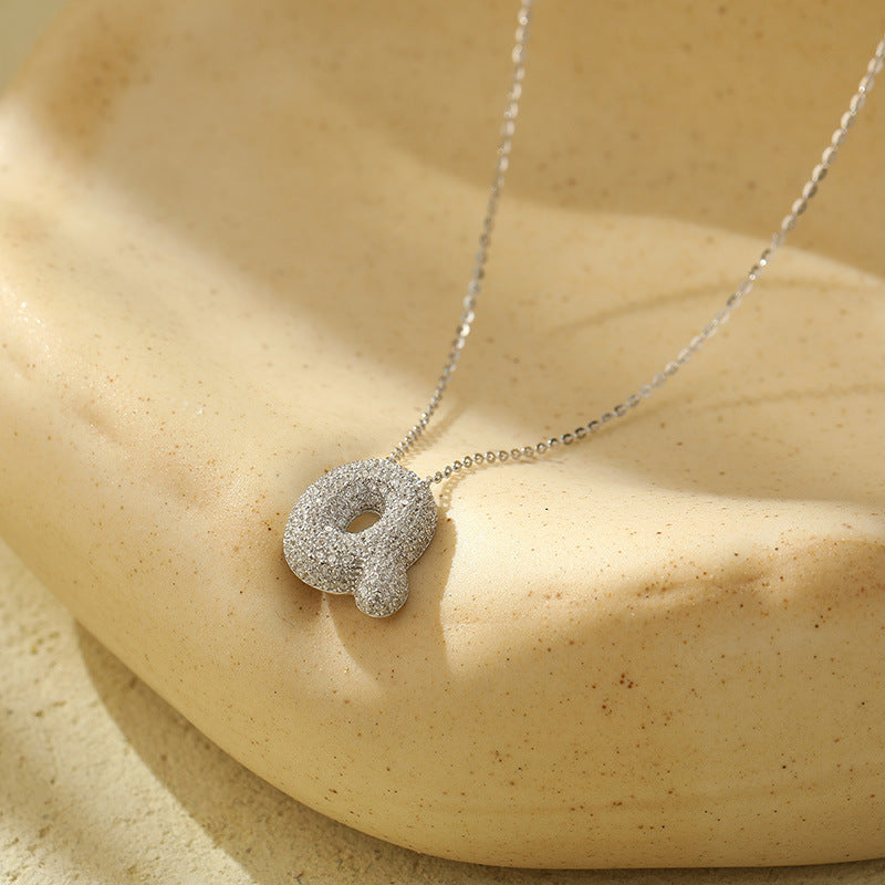 The Stainless Steel Bubble Letter Initial Pendant Chunky