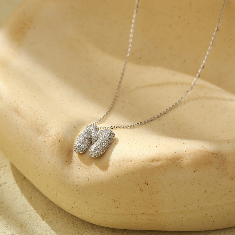 The Stainless Steel Bubble Letter Initial Pendant Chunky
