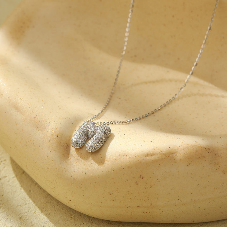 The Stainless Steel Bubble Letter Initial Pendant Chunky