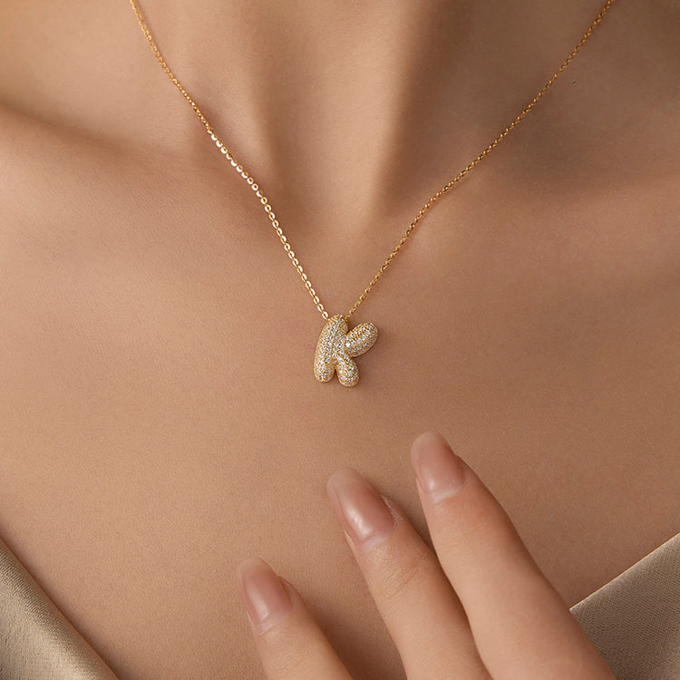 The Stainless Steel Bubble Letter Initial Pendant Chunky