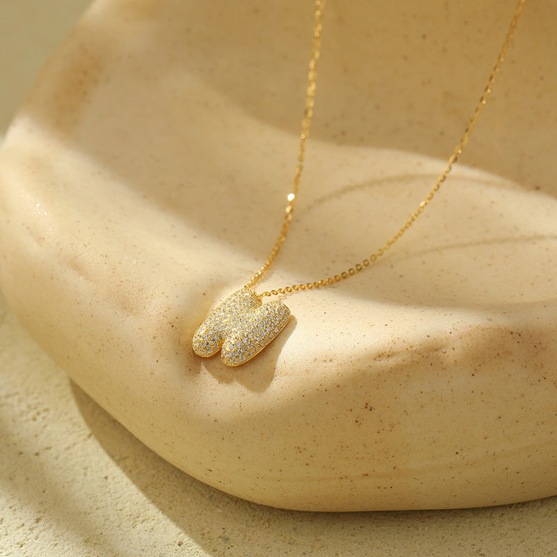 The Stainless Steel Bubble Letter Initial Pendant Chunky