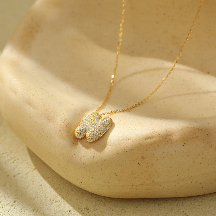 The Stainless Steel Bubble Letter Initial Pendant Chunky