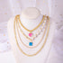 Enamel Smiley Face Charms Pearl Necklace Boho