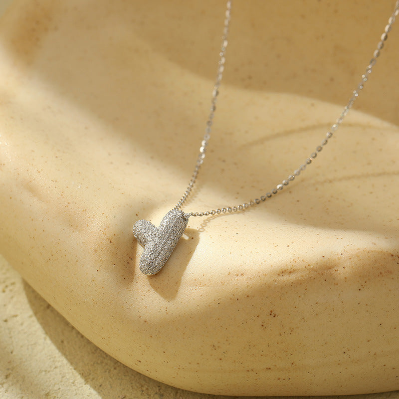 The Stainless Steel Bubble Letter Initial Pendant Chunky